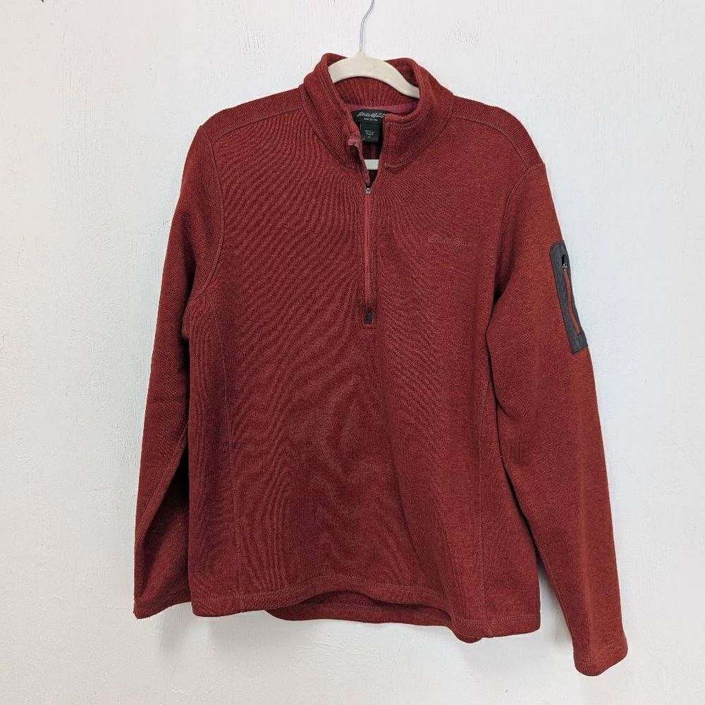 Eddie Bauer Men's 1/4 Zip Fleece Pullover Size XL Burnt Orange